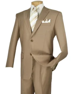 (40S) Regular Fit Suit 2 Button 2 Piece In Khaki