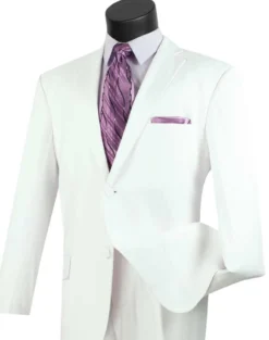 (36S) Regular Fit Suit 2 Button 2 Piece In White