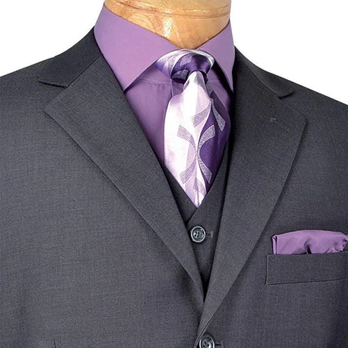 Avalon Collection - Regular Fit Men's Suit 3 Button 3 Piece Heather Gray 2 Avalon Collection - Regular Fit Men's Suit 3 Button 3 Piece Heather Gray - Image 2