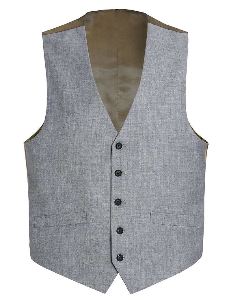 Bevagna Collection - Wool Suit Dress Vest 5 Buttons Regular Fit In Light Gray 2 Bevagna Collection - Wool Suit Dress Vest 5 Buttons Regular Fit In Light Gray - Image 2
