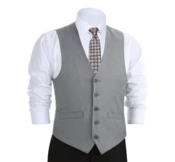 Vanderbilt Collection- Classic Dress Vest 5 Buttons Regular Fit In Gray -Gentri Store 3 1944x 4a01d021 5932 4f1a b824 67e1c81c1263