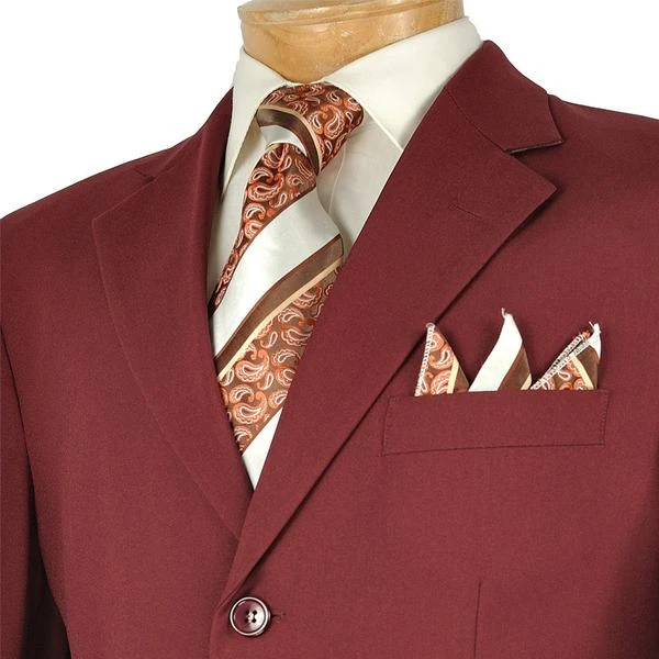 Mont Blanc Collection - Regular Fit Suit 3 Button 2 Piece In Burgundy 2 Mont Blanc Collection - Regular Fit Suit 3 Button 2 Piece In Burgundy - Image 2
