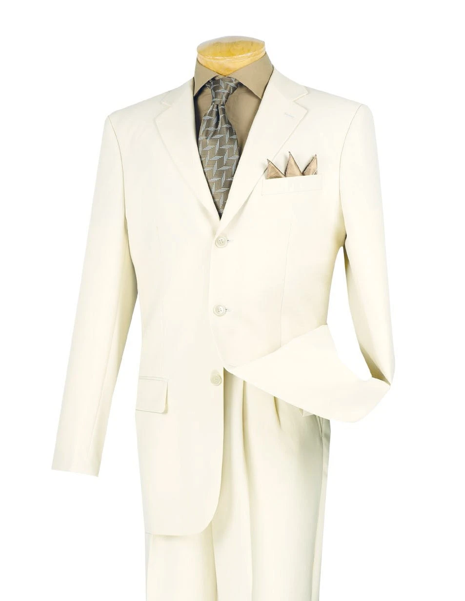 Mont Blanc Collection - Regular Fit Suit 3 Button 2 Piece In Ivory 1 Mont Blanc Collection - Regular Fit Suit 3 Button 2 Piece In Ivory