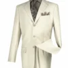 Mont Blanc Collection - Regular Fit Suit 3 Button 2 Piece In Stone