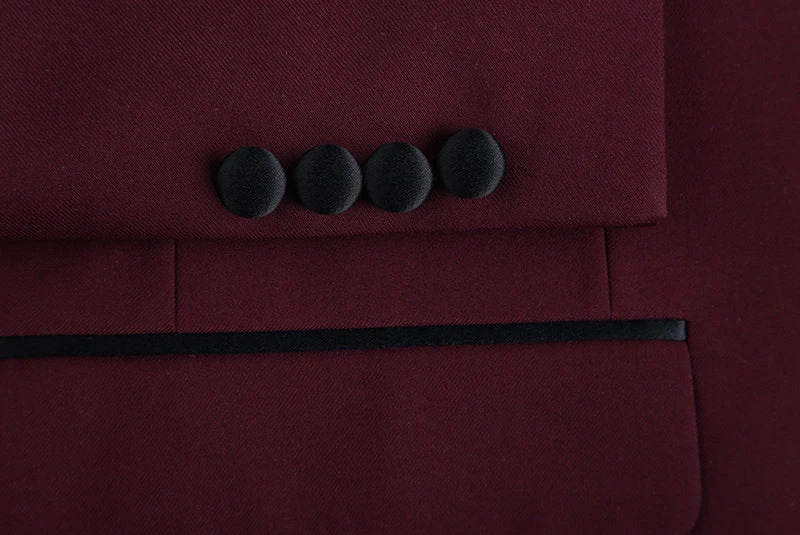 Burgundy 2 Piece Tuxedo Shawl Lapel Slim Fit 4 Burgundy 2 Piece Tuxedo Shawl Lapel Slim Fit - Image 4