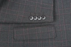 Trevi Collection - 2 Piece Suit 2 Buttons Glen Plaid Regular Fit In Gray -Gentri Store 4Z8A1037s