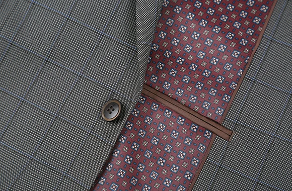 Trevi Collection - 2 Piece Suit 2 Buttons Windowpane Regular Fit In Gray 4 Trevi Collection - 2 Piece Suit 2 Buttons Windowpane Regular Fit In Gray - Image 4