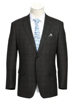 Wool Blend Regular Fit Checked Blazer In Brown