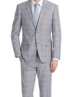 Gerace Collection - 2 Piece Glen Plaid Slim Fit Suit In Gray
