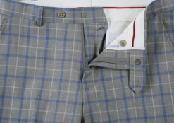 100% Wool Regular Fit 2 Piece Windowpane Dress Suit In Gray -Gentri Store 4Z8A7588