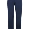 Stretch Cotton Flat Front Pants Straight Legs In Blue