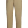 Stretch Cotton Flat Front Pants Straight Legs In Khaki