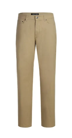 Stretch Cotton Flat Front Pants Straight Legs In Khaki