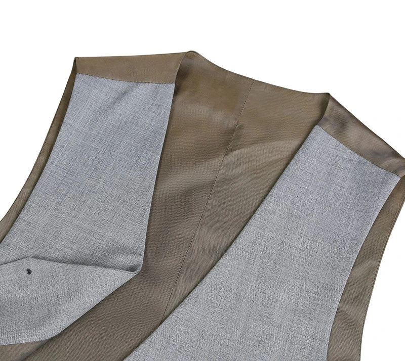Bevagna Collection - Wool Suit Dress Vest 5 Buttons Regular Fit In Light Gray 3 Bevagna Collection - Wool Suit Dress Vest 5 Buttons Regular Fit In Light Gray - Image 3