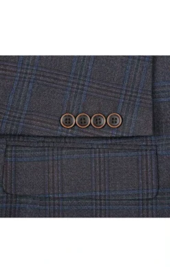 (42R) Wool Blend Plaid Pattern Regular Fit 2 Button Blazer In Burgundy -Gentri Store 4 1987762b 5343 47f4 aa9f 012a78ba9dee