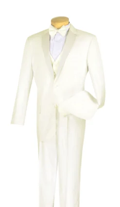 Santorini Collection - Regular Fit Ivory Tuxedo 4 Piece With Vest Bow Tie