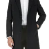 English Laundry Black Fall/Winter Essential Slim Fit Overcoat Wool Blend