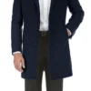 English Laundry Navy Fall/Winter Essential Slim Fit Overcoat Wool Blend