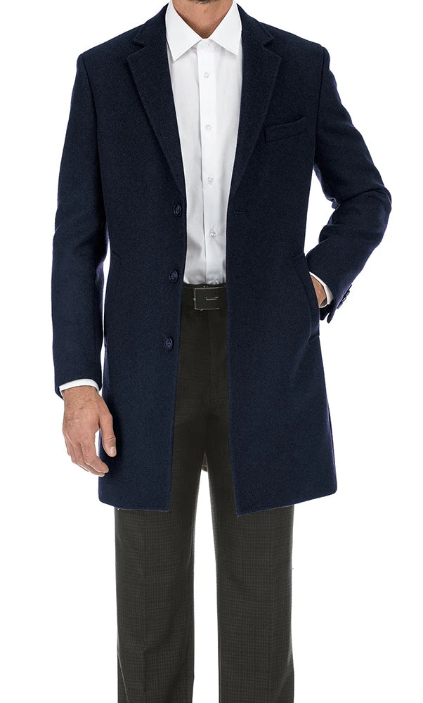 English Laundry Navy Fall/Winter Essential Slim Fit Overcoat Wool Blend 1 English Laundry Navy Fall/Winter Essential Slim Fit Overcoat Wool Blend