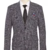 Slim Fit Stretch Wool Linen Blend Tweed Plaid Blazer