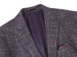 Slim Fit Stretch Wool Linen Blend Tweed Plaid Blazer -Gentri Store 563 3 2
