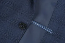 San Gemini Collection - 3 Piece Suit 2 Buttons Blue Glen Plaid Regular Fit -Gentri Store 5s