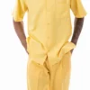 Men's 2 Piece Walking Suit Summer Short Sleeves In Canary Yellow