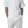 Men's 2 Piece Walking Suit Summer Short Sleeves In White