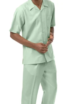 Men's 2 Piece Walking Suit Summer Short Sleeves In Apple