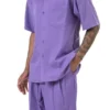 Men's 2 Piece Walking Suit Summer Short Sleeves In Purple