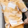 Gold Abstract Design Walking Suit 2 Piece Short Sleeve Set