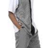 Black Houndstooth 2 Piece Short Sleeve Walking Suit Set With Shorts