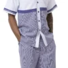 Purple 2 Piece Short Sleeve Walking Suit Set Horizontal Color Block With Shorts
