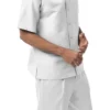 White Tone On Tone 2 Piece Short Sleeve Walking Suit Set With Shorts