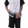 Black Abstract Design Walking Suit 2 Piece Short Sleeve Set With Shorts