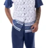 Navy Abstract Design Walking Suit 2 Piece Short Sleeve Set With Shorts