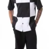 Black Color Block Walking Suit 2 Piece Short Sleeve Set With Shorts