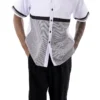 Black Houndstooth Color Block Walking Suit 2 Piece Short Sleeve Set With Shorts
