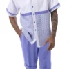 Lavender Houndstooth Color Block Walking Suit 2 Piece Short Sleeve Set With Shorts