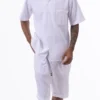 White Tone On Tone Striped Walking Suit 2 Piece Short Sleeve Set With Shorts
