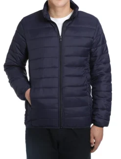 Men's Quilted Puffer Jacket In Navy -Gentri Store 816 Navy 3 S