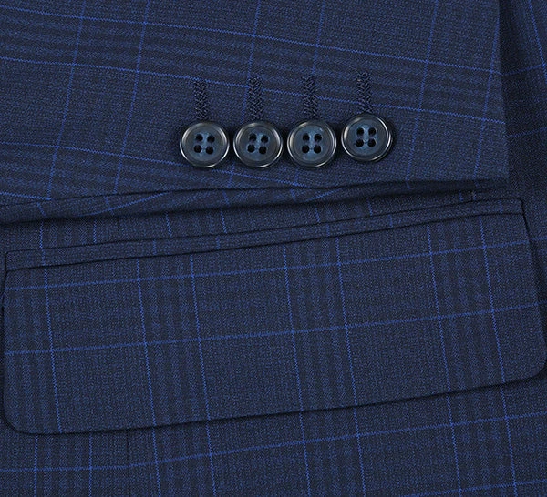 Regular Fit 2 Piece Suit Blue Check 8 Regular Fit 2 Piece Suit Blue Check - Image 8