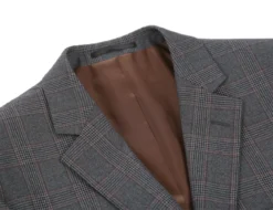 Trevi Collection - 2 Piece Suit 2 Buttons Glen Plaid Regular Fit In Gray -Gentri Store 9