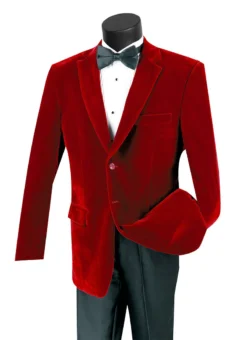 Velvet Regular Fit Fashion Jacket In Red