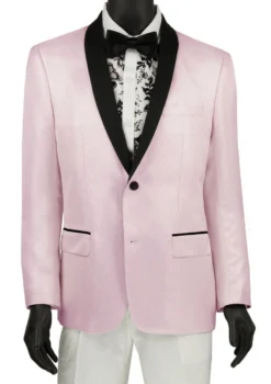 Pink Slim Fit Sport Coat Single Breasted 2 Button Shawl Lapel