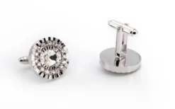 Crystal Round Men's Cuff Links Accessory Box