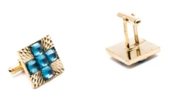 Sapphire On Gold Men's Cuff Links Accessory Box