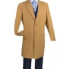 Wool & Cashmere Regular Fit Top Coat 38" Long In Camel