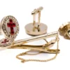 Crystal Cross Ruby Gold Men's Accessory Box 4 Piece Collection Set