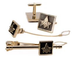Freemason Black And Gold Men's Accessory Box 4 Piece Collection Set